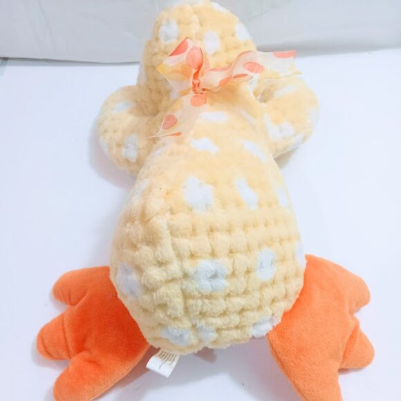 Yellow Duck Plush Stuffed Animal Toy Orange Laying Down Bow 15 in. Plush - Picture 3 of 9